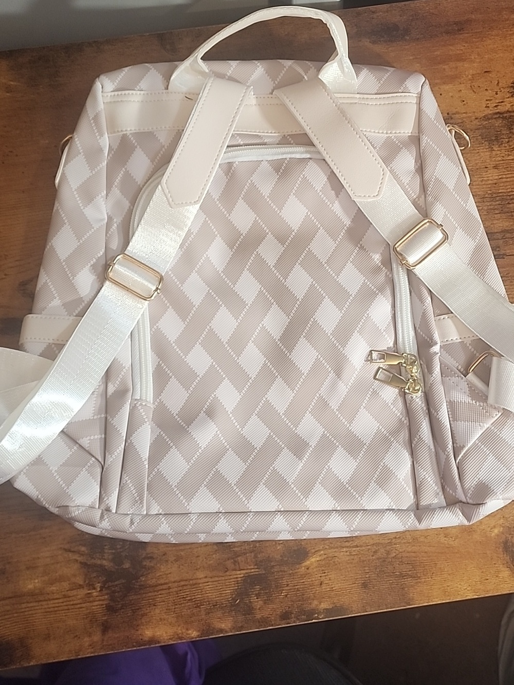 Beige- Lightweight, Portable Fashioable Ladies Travel Backpack With Anti-theft
